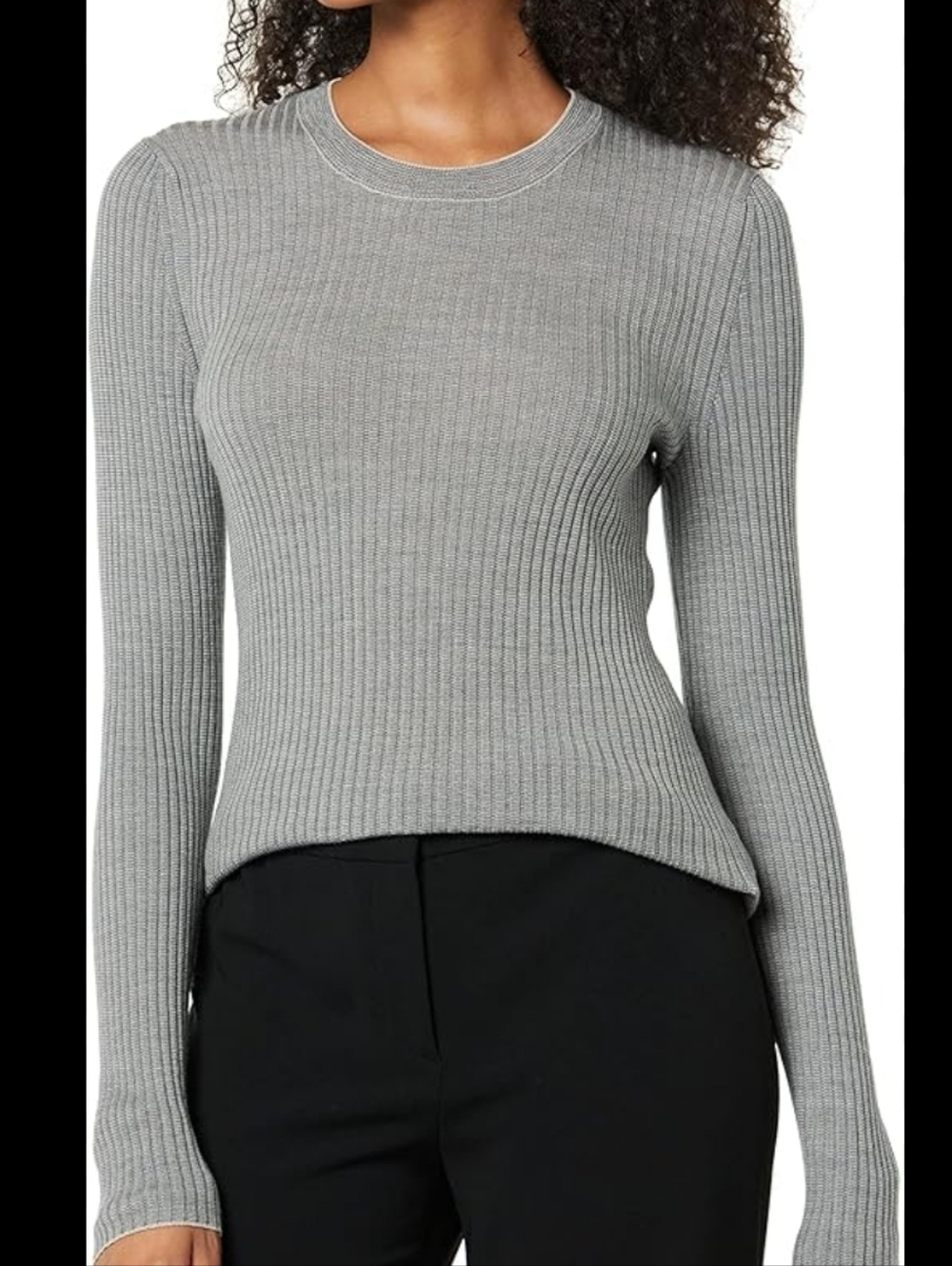 GAP Ribbed Crewneck Long Sleeve Sweater - Grey